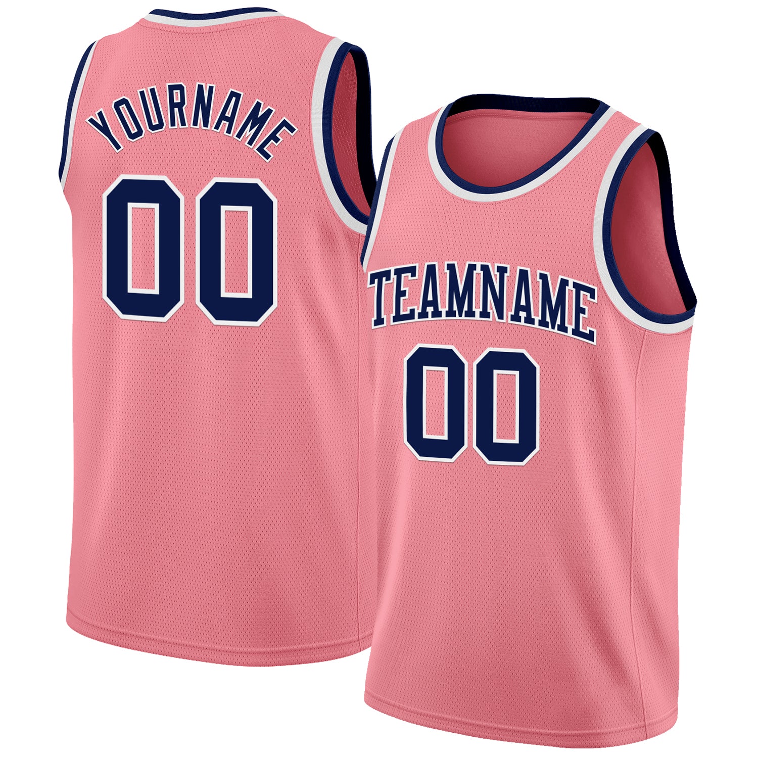 Custom Medium Pink Navy-White Authentic Basketball Jersey