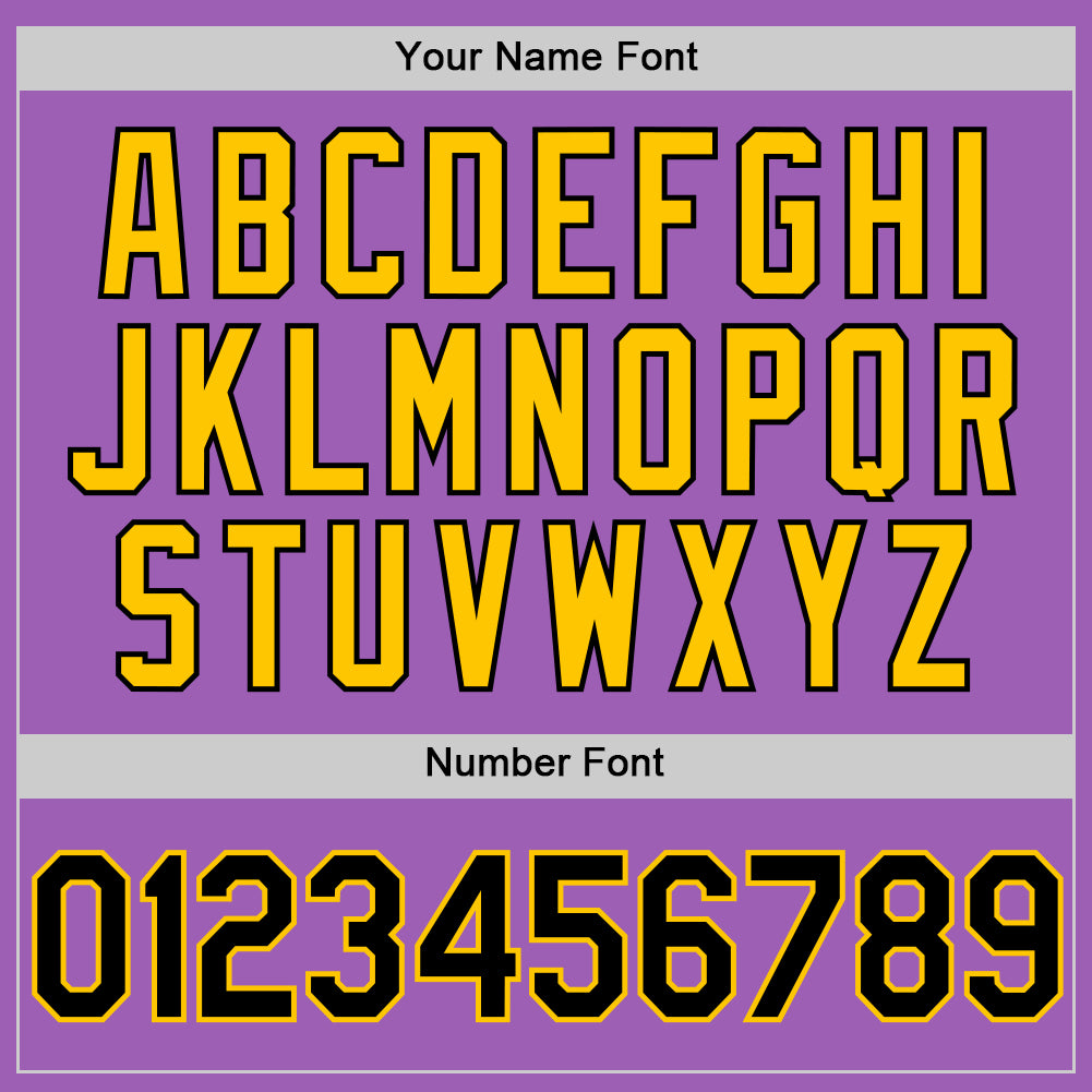 Custom Medium Purple Black-Yellow Authentic Baseball Jersey