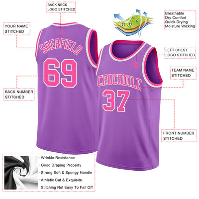 Custom Medium Purple Pink-White Authentic Basketball Jersey