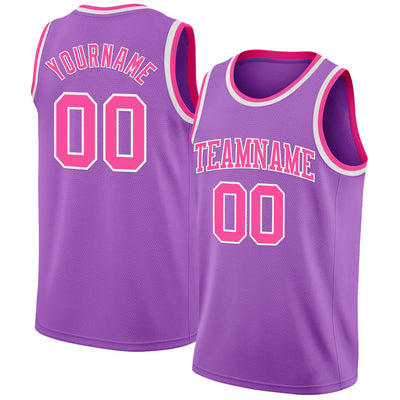 Custom Medium Purple Pink-White Authentic Basketball Jersey