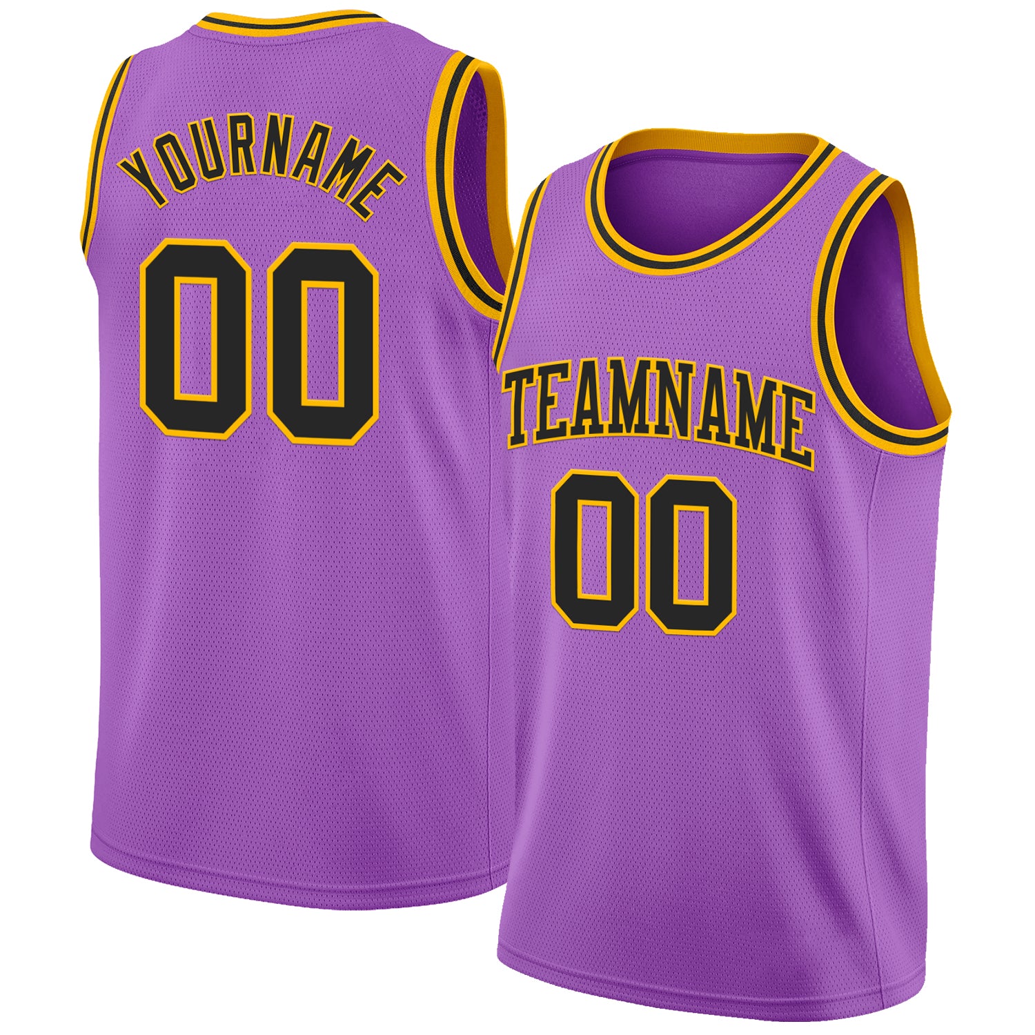 Custom Medium Purple Black-Gold Authentic Basketball Jersey