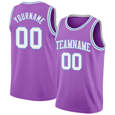 Custom Medium Purple White-Light Blue Authentic Basketball Jersey
