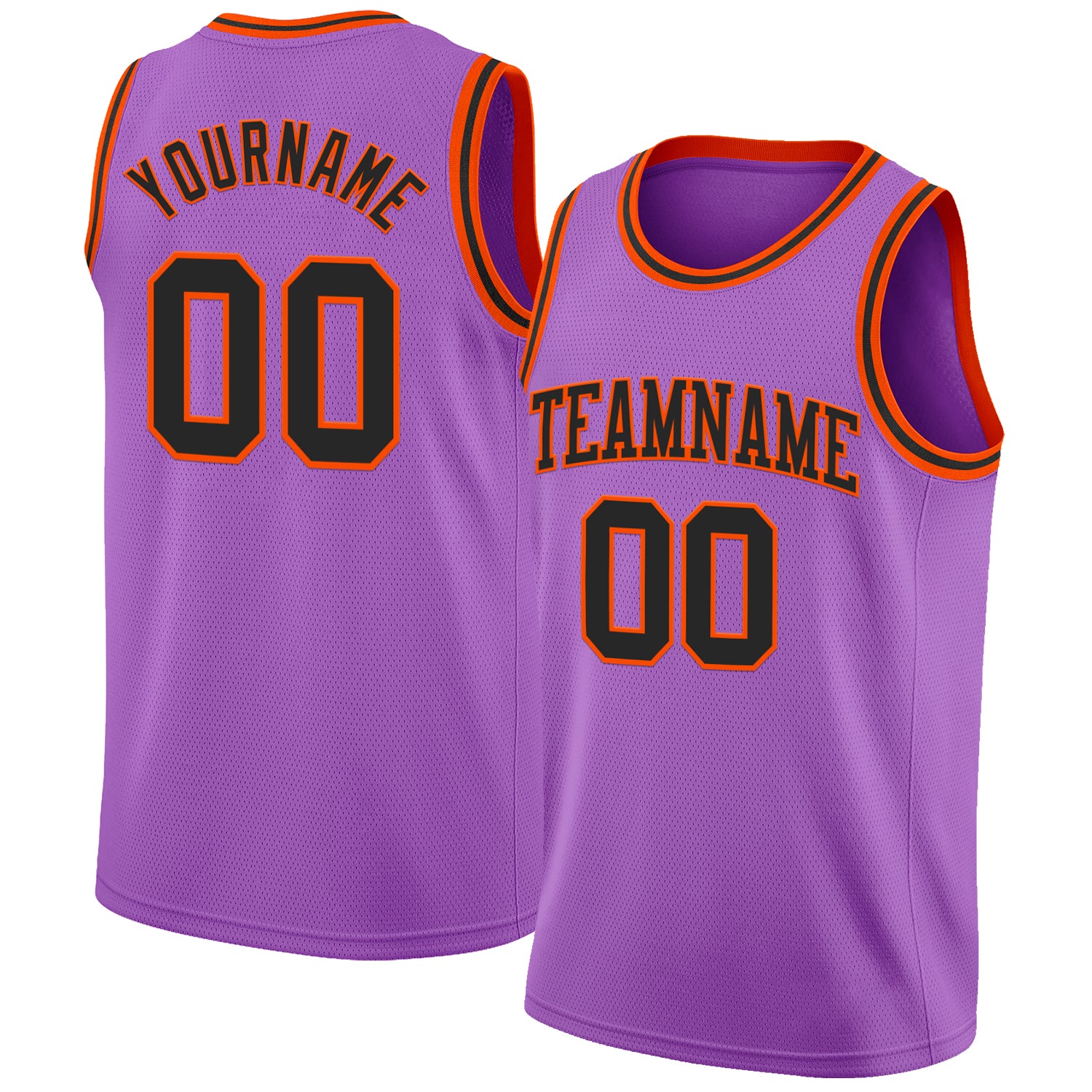 Custom Medium Purple Black-Orange Authentic Basketball Jersey