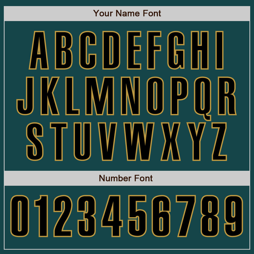 Custom Midnight Green Black-Old Gold Authentic Baseball Jersey