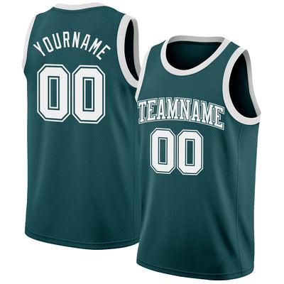 Custom Midnight Green White Authentic Basketball Jersey