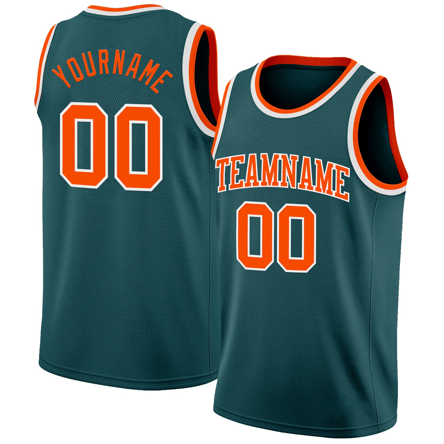 Custom Midnight Green Orange-White Authentic Basketball Jersey