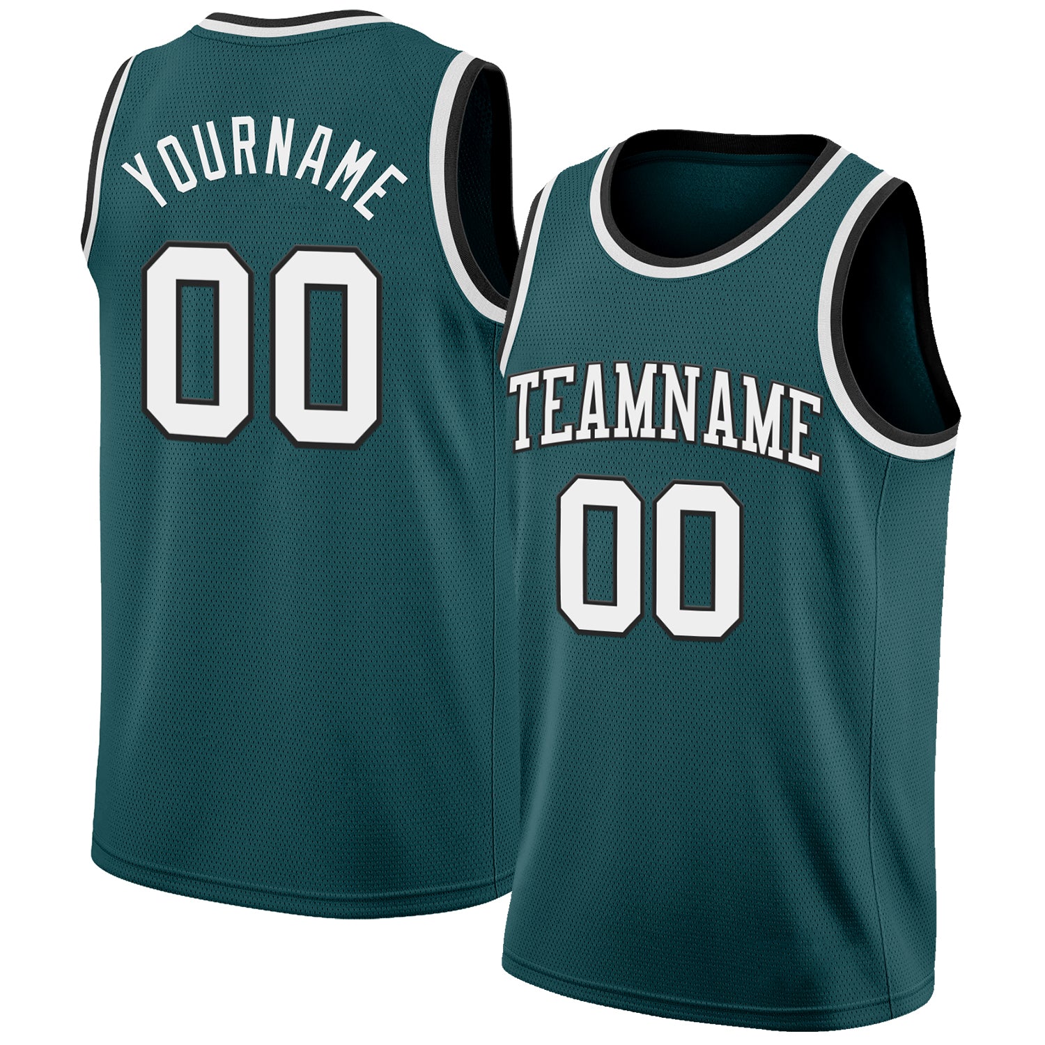 Custom Midnight Green White-Black Authentic Basketball Jersey