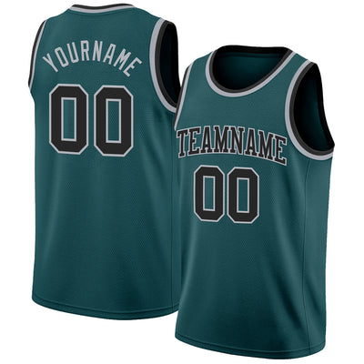Custom Midnight Green Black-Gray Authentic Basketball Jersey