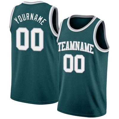 Custom Midnight Green White-Gray Authentic Basketball Jersey