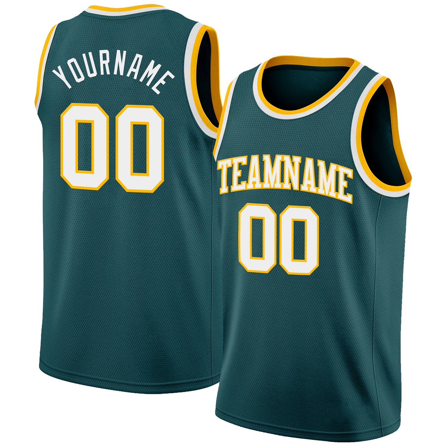 Custom Midnight Green White-Gold Authentic Basketball Jersey