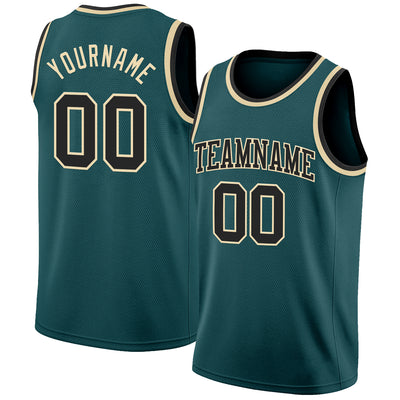 Custom Midnight Green Black-Cream Authentic Basketball Jersey