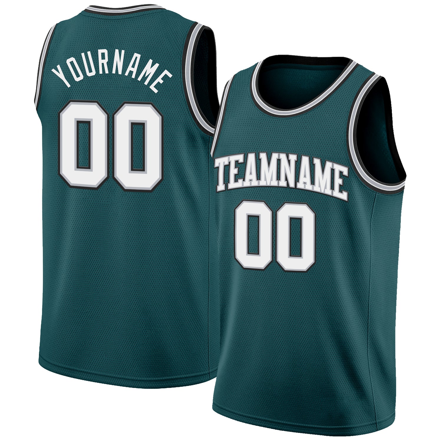 Custom Midnight Green White Gray-Black Authentic Basketball Jersey