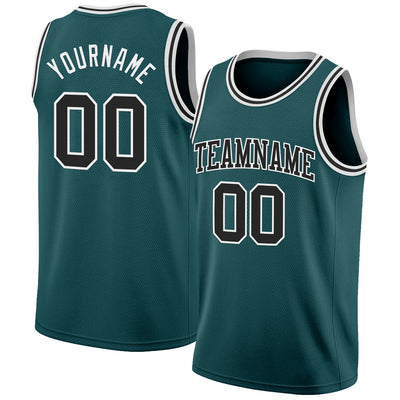 Custom Midnight Green Black-White Authentic Basketball Jersey