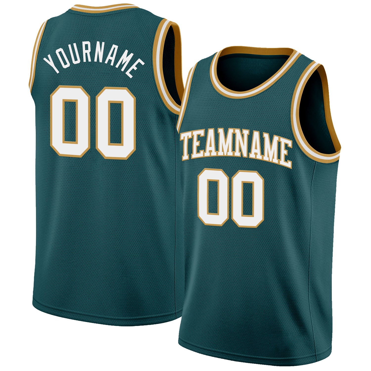Custom Midnight Green White-Old Gold Authentic Basketball Jersey