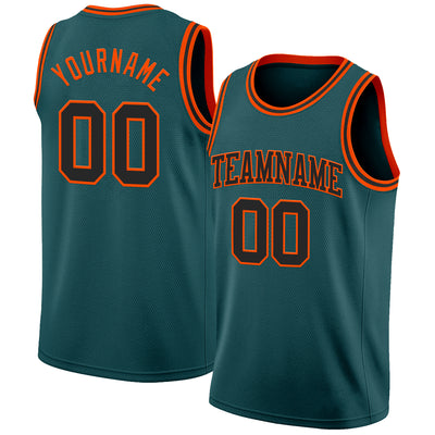 Custom Midnight Green Black-Orange Authentic Basketball Jersey