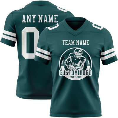 Custom Midnight Green White Authentic Football Jersey