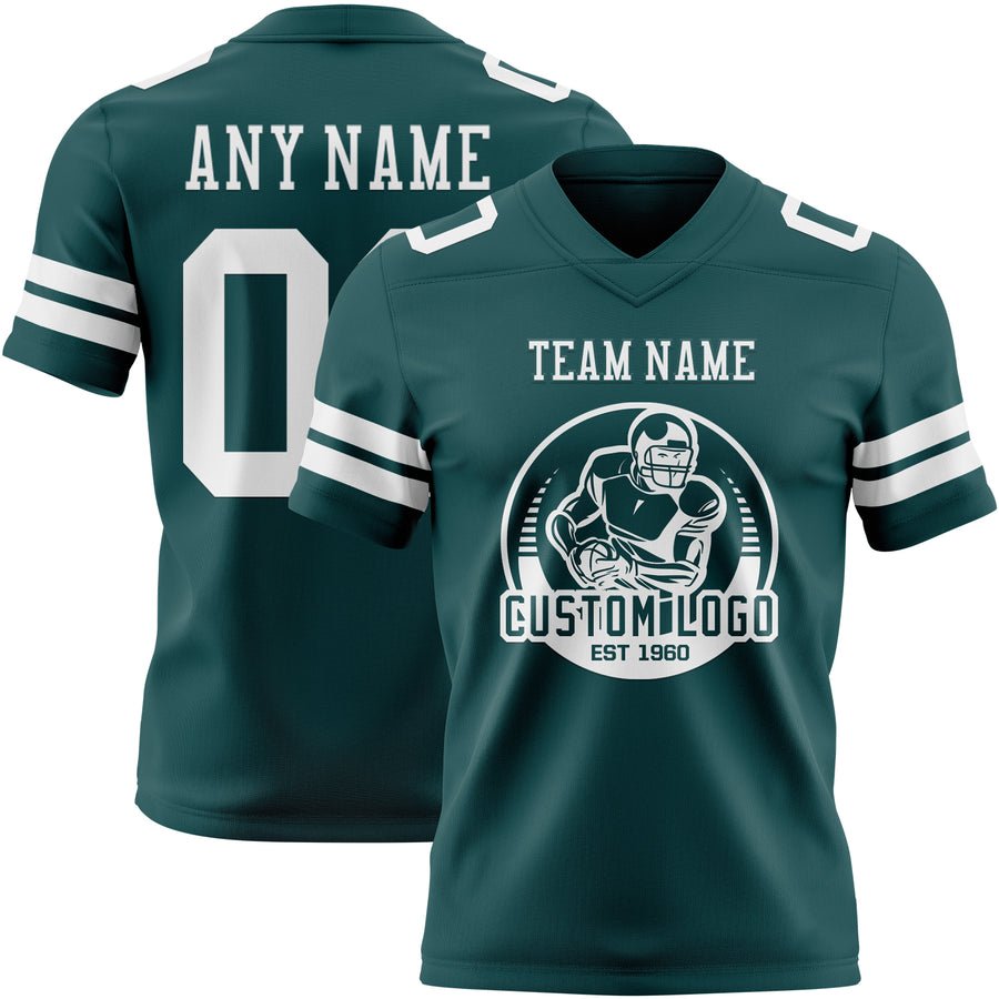 Custom Midnight Green White Authentic Football Jersey