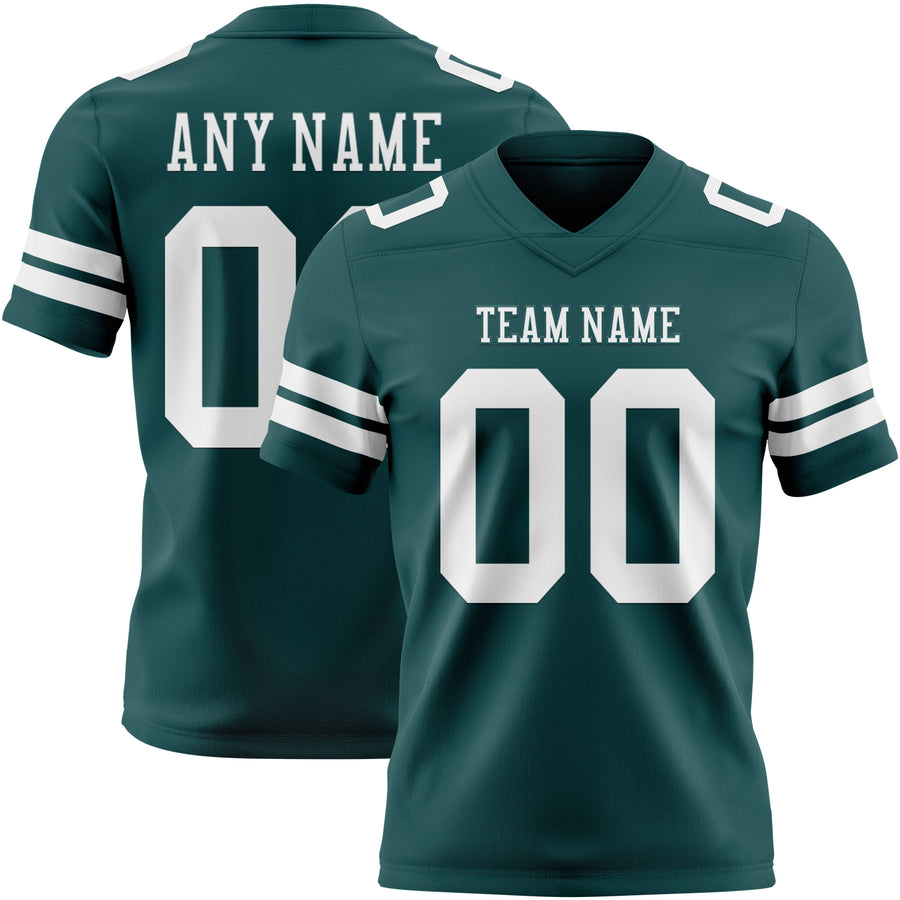 Custom Midnight Green White Authentic Football Jersey