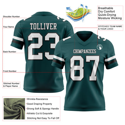 Custom Midnight Green White-Black Authentic Football Jersey