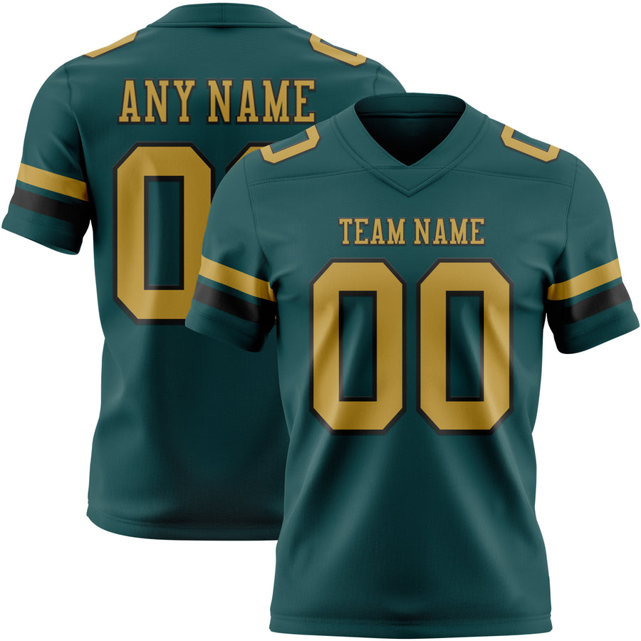 Custom Midnight Green Old Gold-Black Authentic Football Jersey