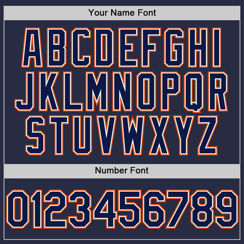 Custom Navy White-Orange Mesh Authentic Throwback Baseball Jersey