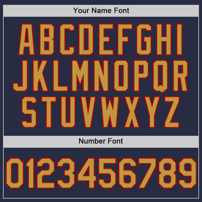 Custom Navy Old Gold-Red Mesh Authentic Throwback Baseball Jersey