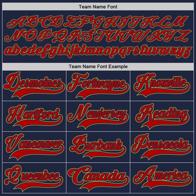 Custom Navy Red-Old Gold Hockey Lace Neck Jersey