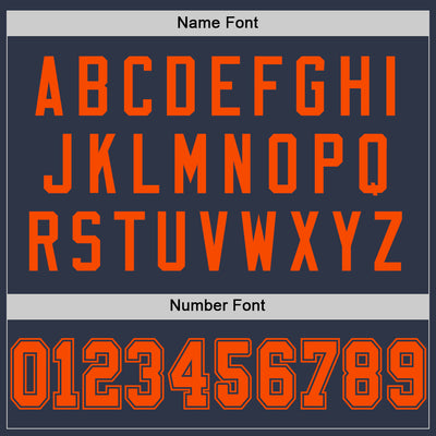 Custom Navy Orange Mesh Authentic Throwback Football Jersey