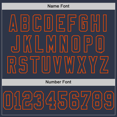 Custom Navy Orange Mesh Authentic Throwback Football Jersey