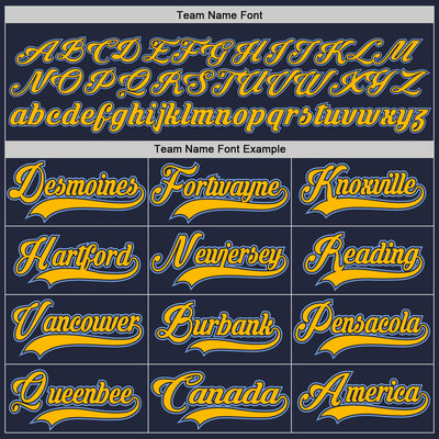 Custom Navy Gold-Light Blue Hockey Jersey