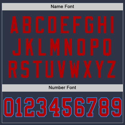 Custom Navy Red-Powder Blue Mesh Authentic Football Jersey