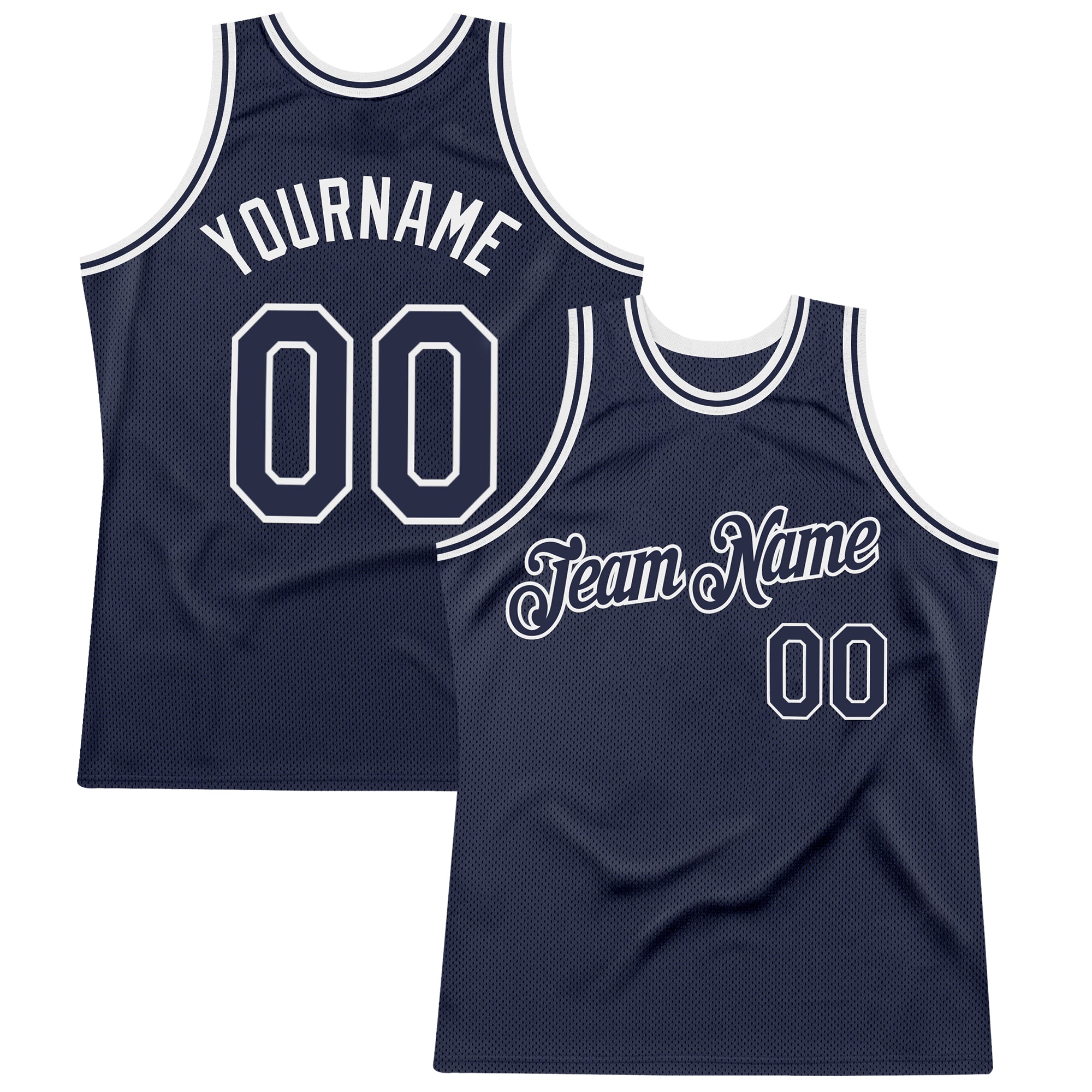Custom Navy White Authentic Throwback Basketball Jersey