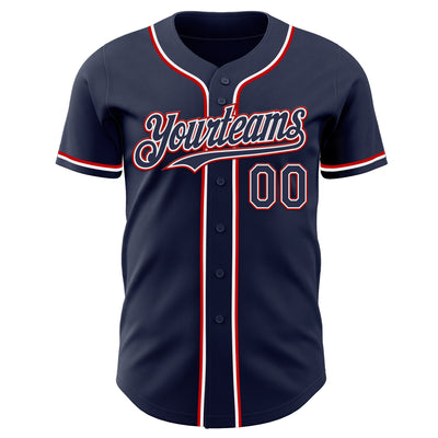 Custom Navy White-Red Authentic Baseball Jersey