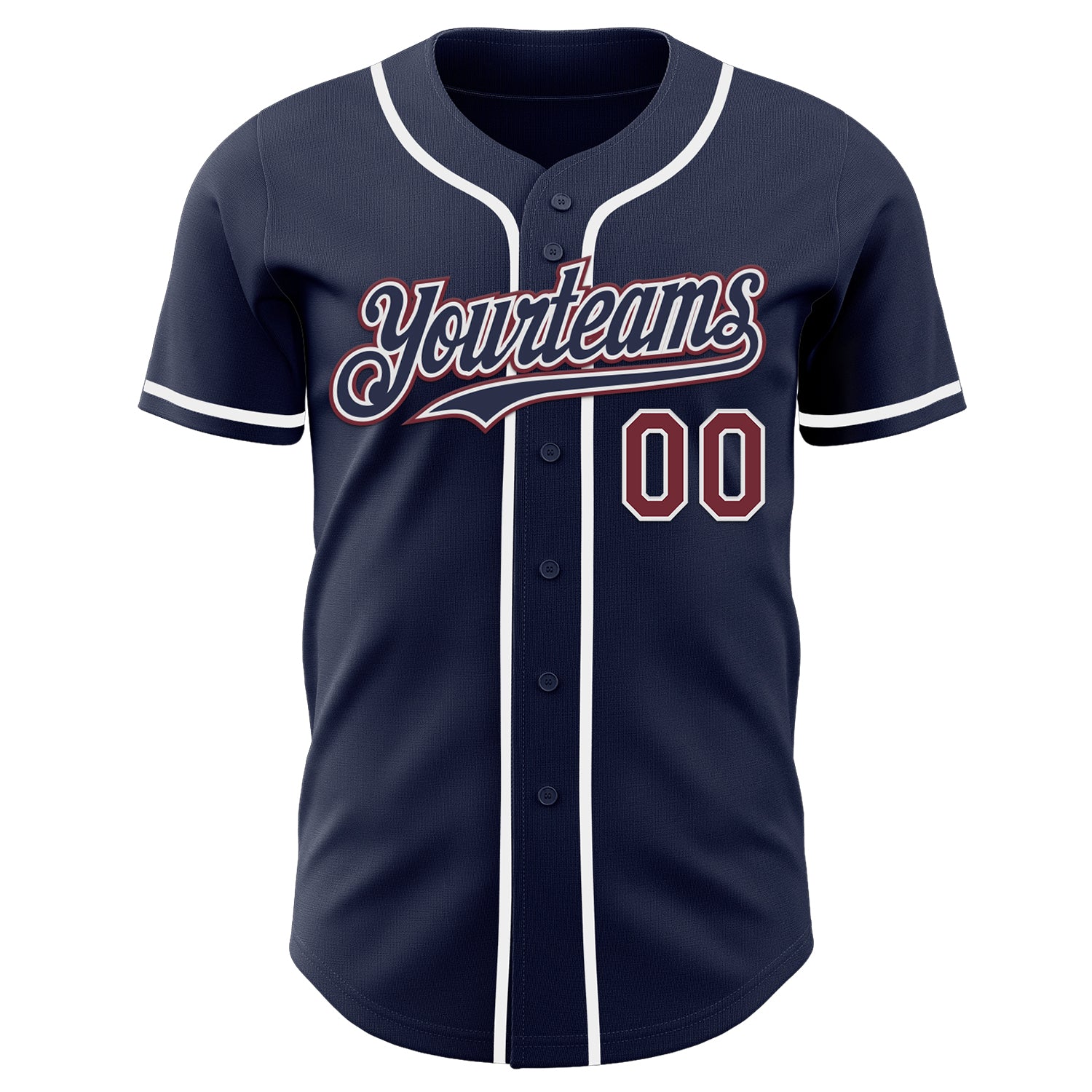 Custom Navy Burgundy-White Authentic Baseball Jersey
