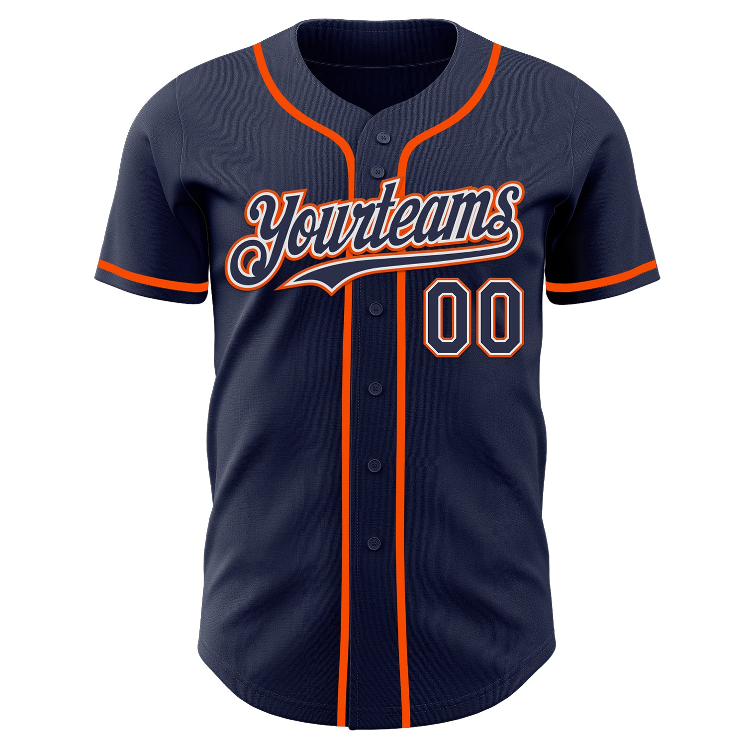 Custom Navy White-Orange Authentic Baseball Jersey