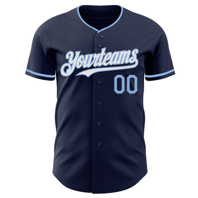 Custom Navy White-Light Blue Authentic Baseball Jersey