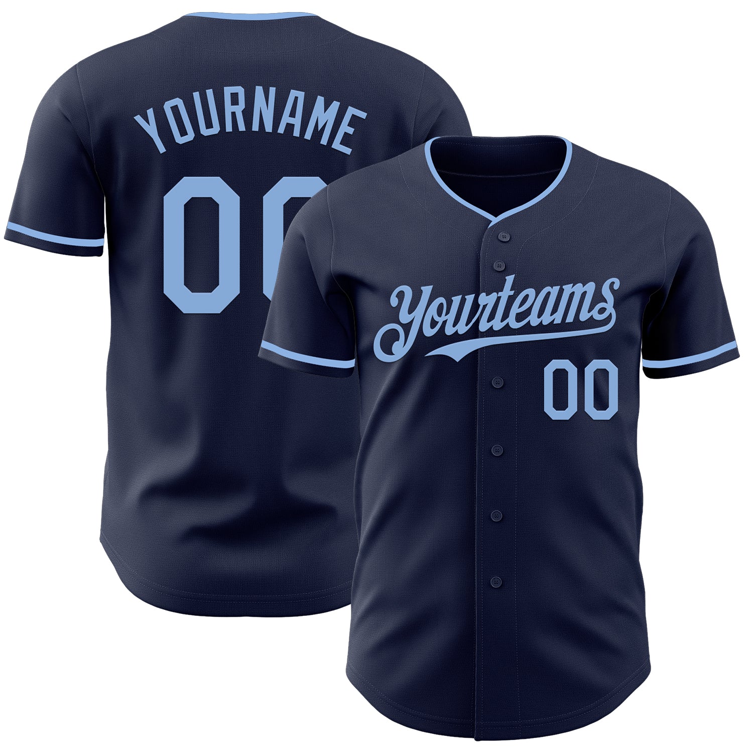 Custom Navy Light Blue Authentic Baseball Jersey