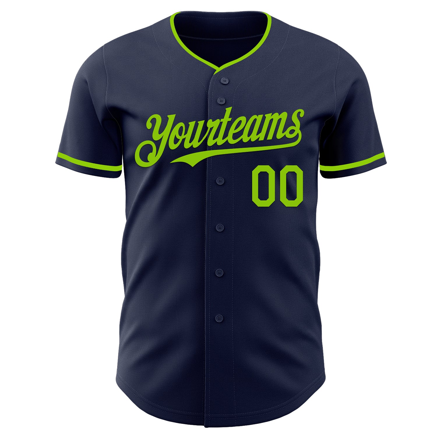 Custom Navy Neon Green Authentic Baseball Jersey