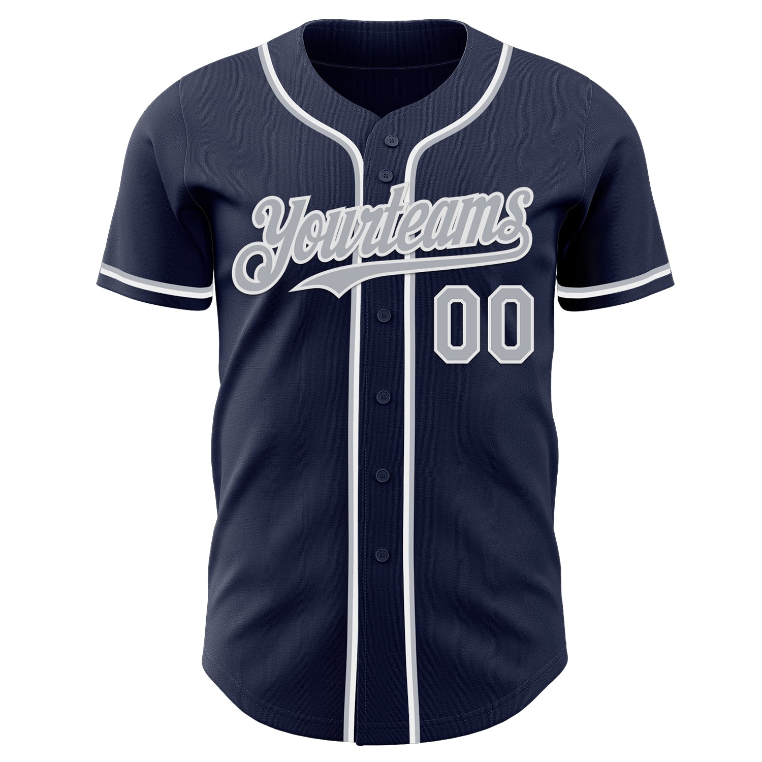 Custom Navy Gray-White Authentic Baseball Jersey