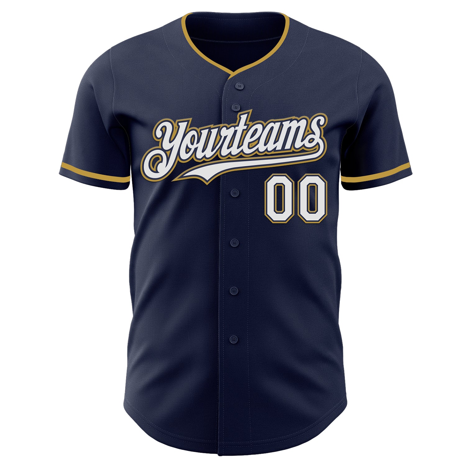 Custom Navy White Old Gold Authentic Baseball Jersey