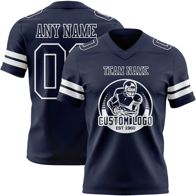 Custom Navy White Authentic Football Jersey