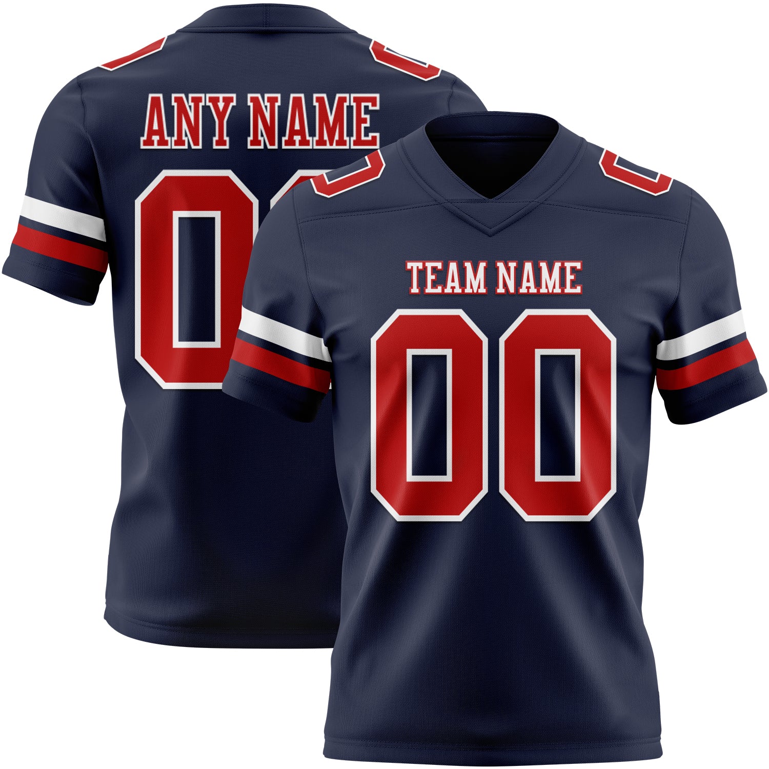 Custom Navy Red-White Authentic Football Jersey
