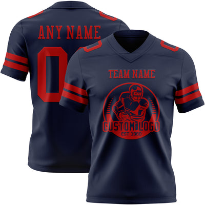 Custom Navy Red Authentic Football Jersey