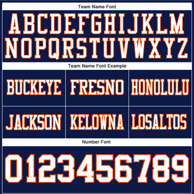 Custom Navy White-Orange Authentic Football Jersey