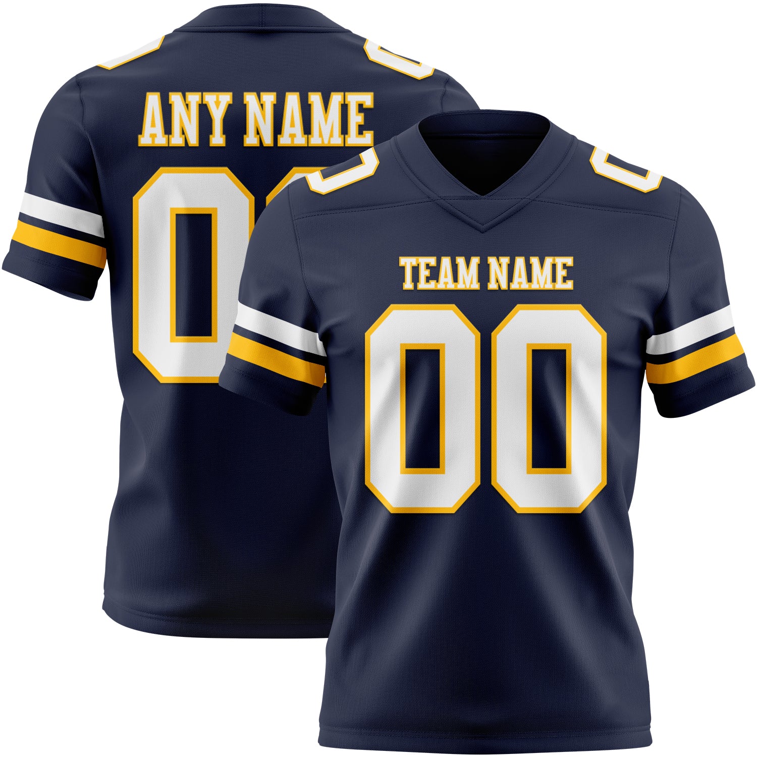 Custom Navy White-Gold Authentic Football Jersey