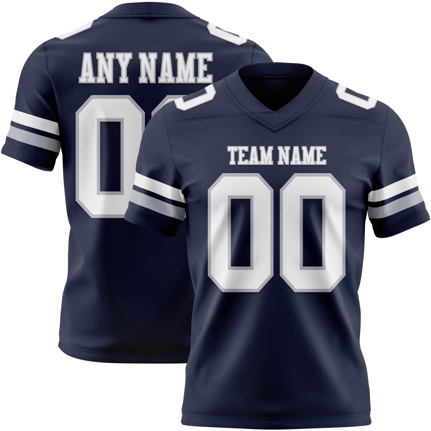 Custom Navy White-Gray Authentic Football Jersey