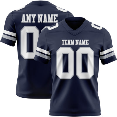 Custom Navy White-Gray Authentic Football Jersey
