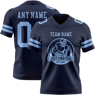 Custom Navy Light Blue Authentic Football Jersey
