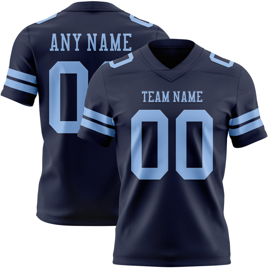 Custom Navy Light Blue Authentic Football Jersey