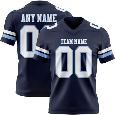 Custom Navy White-Light Blue Authentic Football Jersey